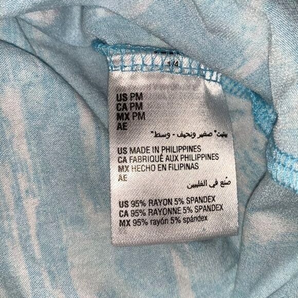 JM Collection Petites Medium Seaf Blue Combo Abstract Print Rayon Blend Short Sl - Picture 5 of 8